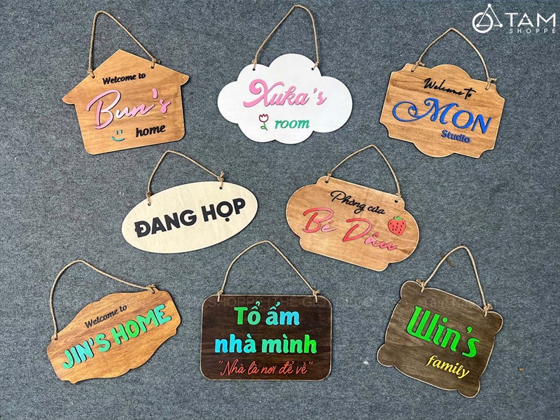 Bảng treo cửa nhiều kiểu đơn giản [Cute - Theo yêu cầu] KT khoảng 30x20cm YC-BANGHIEU-20